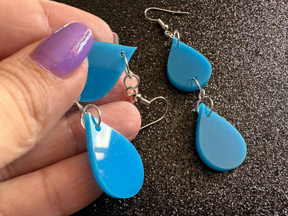 Rain Earrings: Laser Cut Acrylic Raindrops, Rain Drops, Drop, Tear, Stormy Weather, Raining, Rain Storm, Cold, Best Gifts for Her/Him/Them