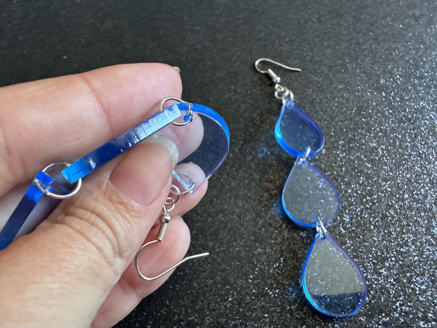 Rain Earrings: Laser Cut Acrylic Raindrops, Rain Drops, Drop, Tear, Stormy Weather, Raining, Rain Storm, Cold, Best Gifts for Her/Him/Them