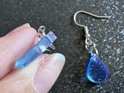 Rain Earrings: Laser Cut Acrylic Raindrops, Rain Drops, Drop, Tear, Stormy Weather, Raining, Rain Storm, Cold, Best Gifts for Her/Him/Them
