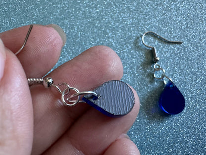 Rain Earrings: Laser Cut Acrylic Raindrops, Rain Drops, Drop, Tear, Stormy Weather, Raining, Rain Storm, Cold, Best Gifts for Her/Him/Them