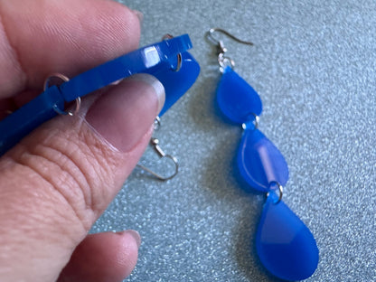 Rain Earrings: Laser Cut Acrylic Raindrops, Rain Drops, Drop, Tear, Stormy Weather, Raining, Rain Storm, Cold, Best Gifts for Her/Him/Them