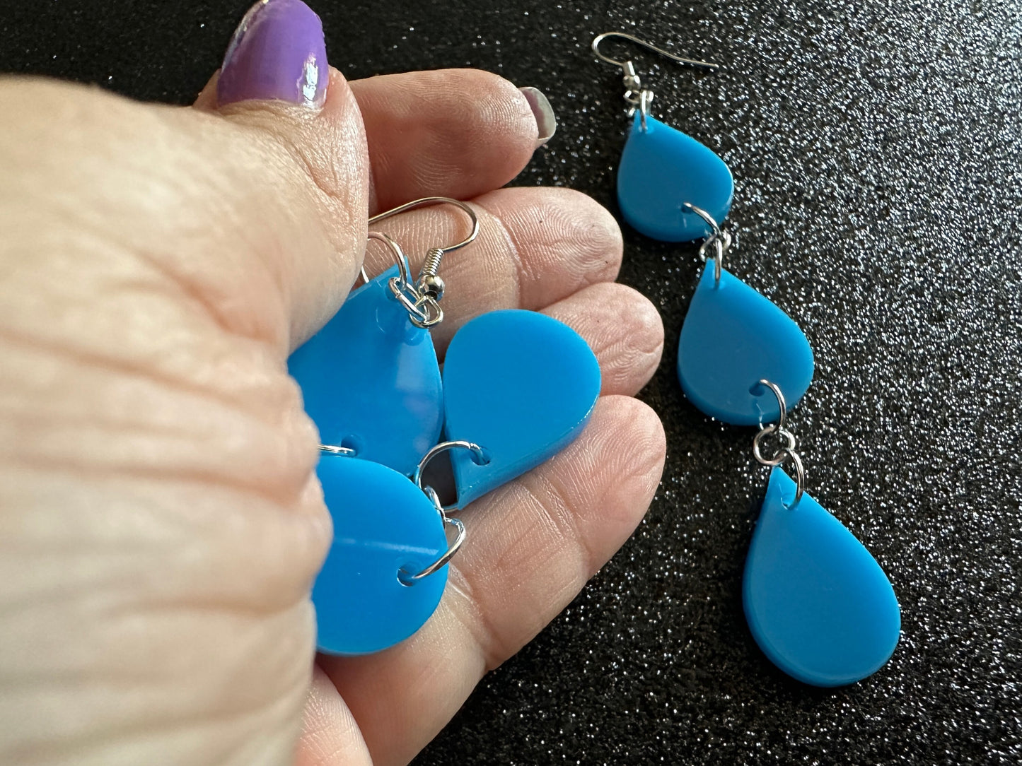 Rain Earrings: Laser Cut Acrylic Raindrops, Rain Drops, Drop, Tear, Stormy Weather, Raining, Rain Storm, Cold, Best Gifts for Her/Him/Them