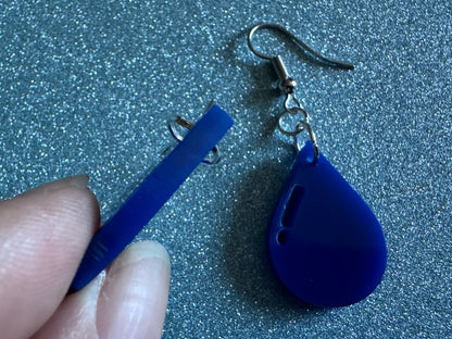 Rain Earrings: Laser Cut Acrylic Raindrops, Rain Drops, Drop, Tear, Stormy Weather, Raining, Rain Storm, Cold, Best Gifts for Her/Him/Them