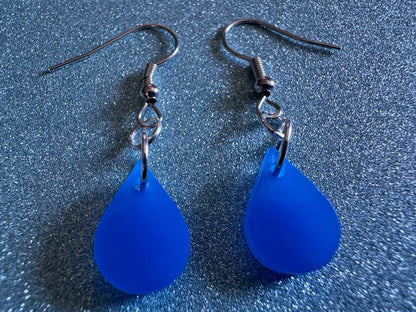 Rain Earrings: Laser Cut Acrylic Raindrops, Rain Drops, Drop, Tear, Stormy Weather, Raining, Rain Storm, Cold, Best Gifts for Her/Him/Them