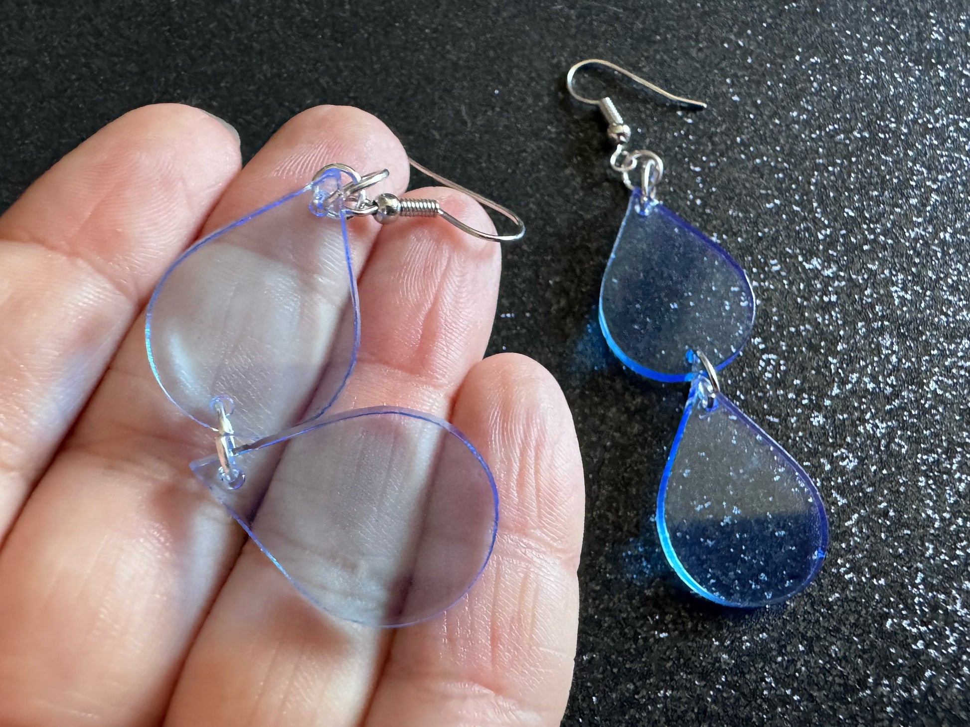 Rain Earrings: Laser Cut Acrylic Raindrops, Rain Drops, Drop, Tear, Stormy Weather, Raining, Rain Storm, Cold, Best Gifts for Her/Him/Them