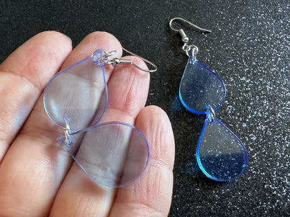 Rain Earrings: Laser Cut Acrylic Raindrops, Rain Drops, Drop, Tear, Stormy Weather, Raining, Rain Storm, Cold, Best Gifts for Her/Him/Them