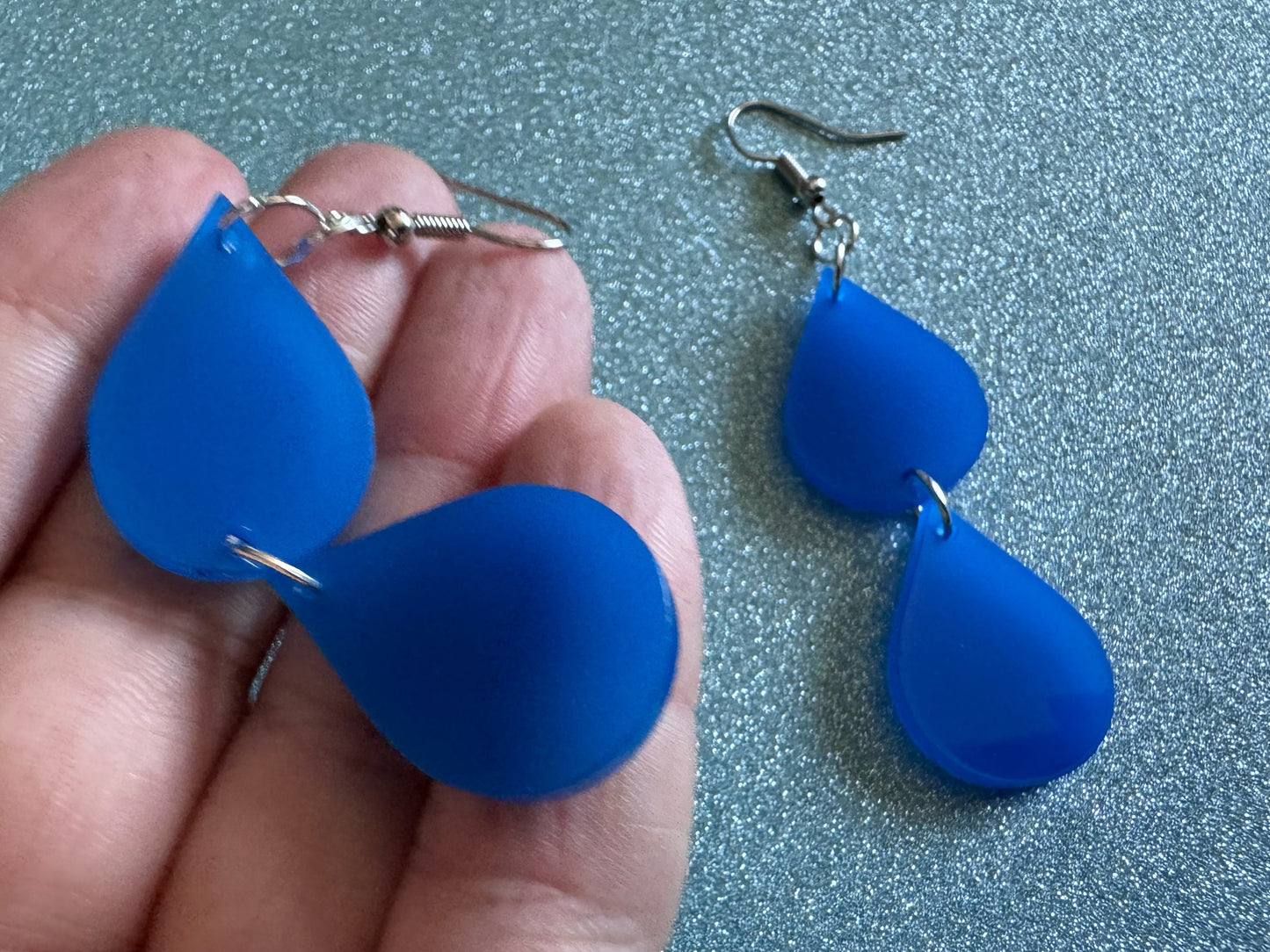 Rain Earrings: Laser Cut Acrylic Raindrops, Rain Drops, Drop, Tear, Stormy Weather, Raining, Rain Storm, Cold, Best Gifts for Her/Him/Them