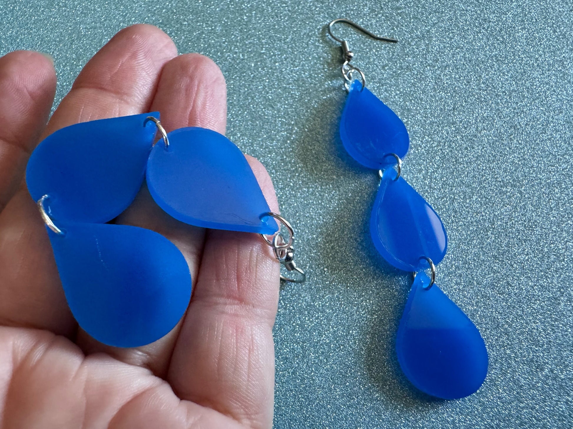 Rain Earrings: Laser Cut Acrylic Raindrops, Rain Drops, Drop, Tear, Stormy Weather, Raining, Rain Storm, Cold, Best Gifts for Her/Him/Them