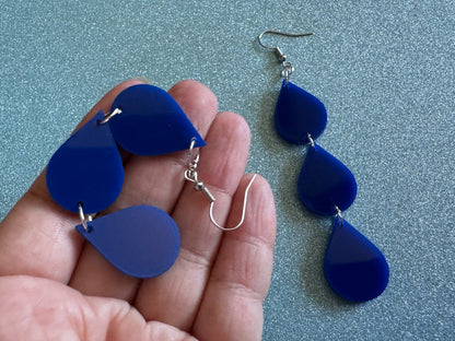 Rain Earrings: Laser Cut Acrylic Raindrops, Rain Drops, Drop, Tear, Stormy Weather, Raining, Rain Storm, Cold, Best Gifts for Her/Him/Them