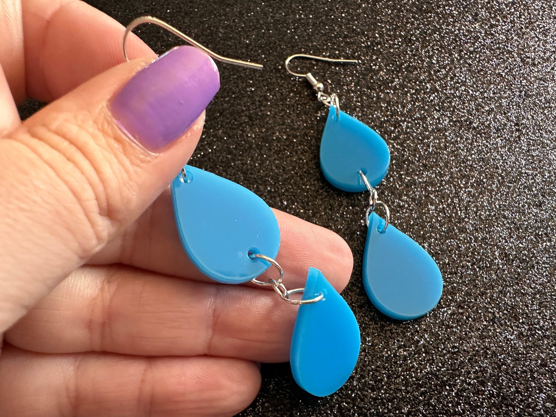 Rain Earrings: Laser Cut Acrylic Raindrops, Rain Drops, Drop, Tear, Stormy Weather, Raining, Rain Storm, Cold, Best Gifts for Her/Him/Them