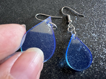 Rain Earrings: Laser Cut Acrylic Raindrops, Rain Drops, Drop, Tear, Stormy Weather, Raining, Rain Storm, Cold, Best Gifts for Her/Him/Them