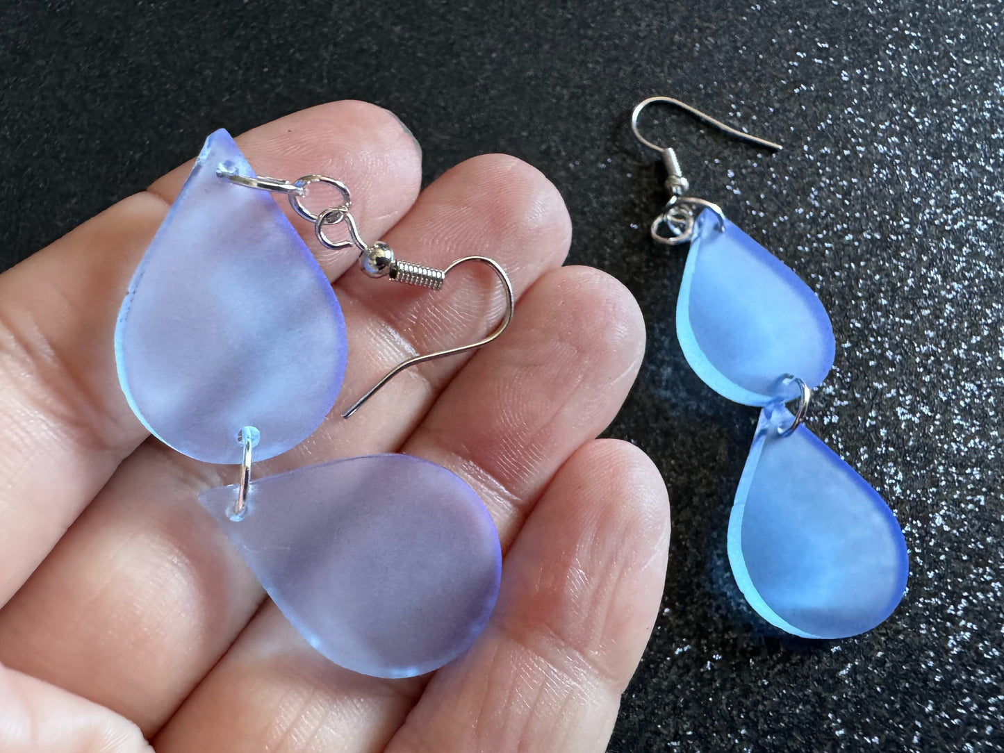 Rain Earrings: Laser Cut Acrylic Raindrops, Rain Drops, Drop, Tear, Stormy Weather, Raining, Rain Storm, Cold, Best Gifts for Her/Him/Them