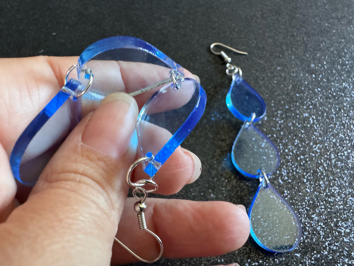 Rain Earrings: Laser Cut Acrylic Raindrops, Rain Drops, Drop, Tear, Stormy Weather, Raining, Rain Storm, Cold, Best Gifts for Her/Him/Them