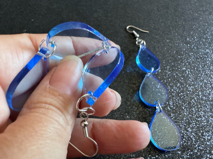 Rain Earrings: Laser Cut Acrylic Raindrops, Rain Drops, Drop, Tear, Stormy Weather, Raining, Rain Storm, Cold, Best Gifts for Her/Him/Them