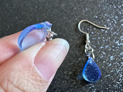 Rain Earrings: Laser Cut Acrylic Raindrops, Rain Drops, Drop, Tear, Stormy Weather, Raining, Rain Storm, Cold, Best Gifts for Her/Him/Them
