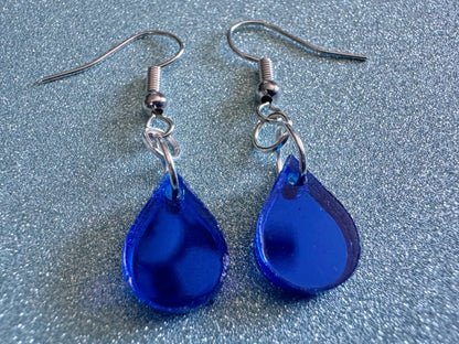 Rain Earrings: Laser Cut Acrylic Raindrops, Rain Drops, Drop, Tear, Stormy Weather, Raining, Rain Storm, Cold, Best Gifts for Her/Him/Them