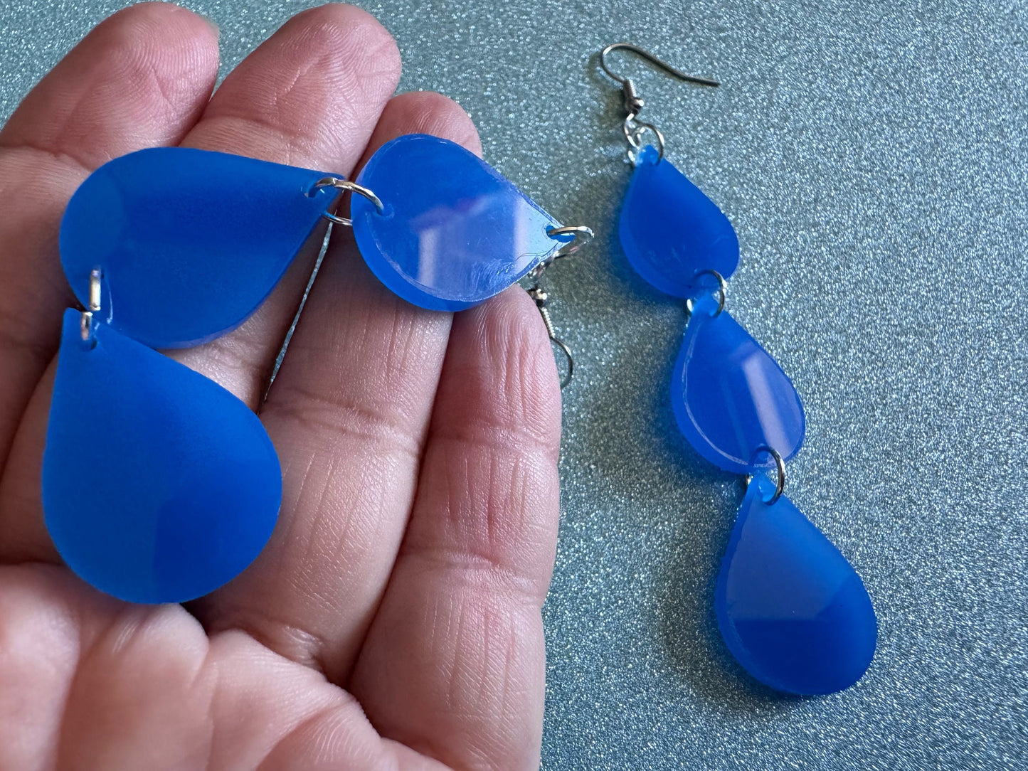 Rain Earrings: Laser Cut Acrylic Raindrops, Rain Drops, Drop, Tear, Stormy Weather, Raining, Rain Storm, Cold, Best Gifts for Her/Him/Them