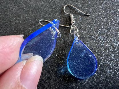 Rain Earrings: Laser Cut Acrylic Raindrops, Rain Drops, Drop, Tear, Stormy Weather, Raining, Rain Storm, Cold, Best Gifts for Her/Him/Them