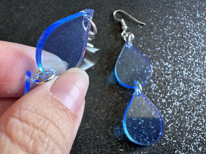 Rain Earrings: Laser Cut Acrylic Raindrops, Rain Drops, Drop, Tear, Stormy Weather, Raining, Rain Storm, Cold, Best Gifts for Her/Him/Them