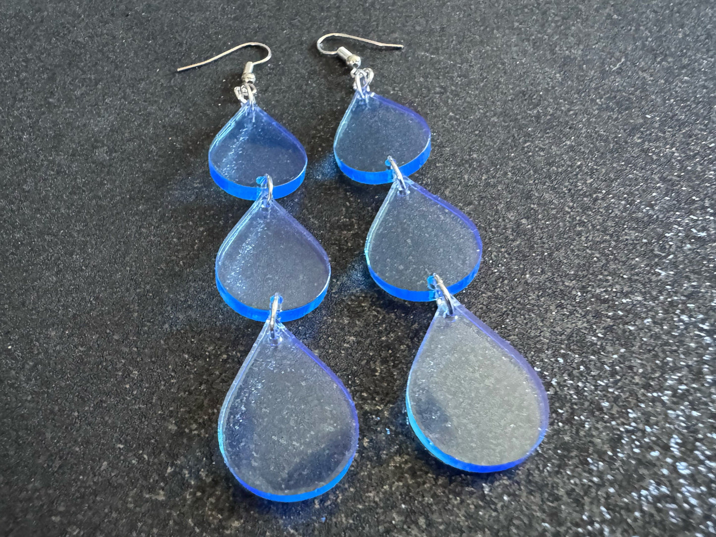 Rain Earrings: Laser Cut Acrylic Raindrops, Rain Drops, Drop, Tear, Stormy Weather, Raining, Rain Storm, Cold, Best Gifts for Her/Him/Them