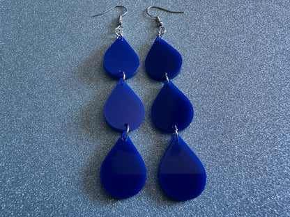 Rain Earrings: Laser Cut Acrylic Raindrops, Rain Drops, Drop, Tear, Stormy Weather, Raining, Rain Storm, Cold, Best Gifts for Her/Him/Them