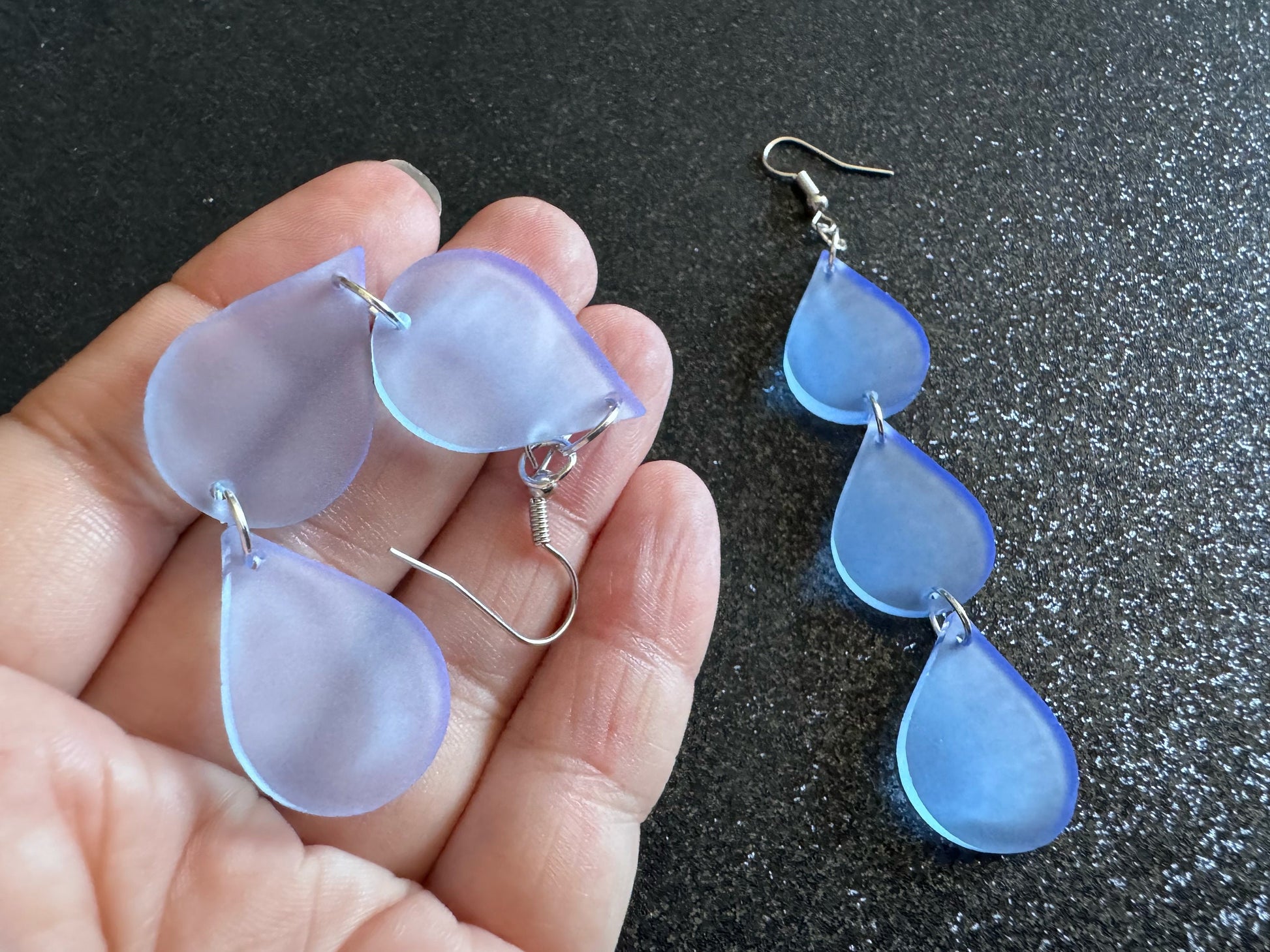 Rain Earrings: Laser Cut Acrylic Raindrops, Rain Drops, Drop, Tear, Stormy Weather, Raining, Rain Storm, Cold, Best Gifts for Her/Him/Them