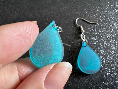 Rain Earrings: Laser Cut Acrylic Raindrops, Rain Drops, Drop, Tear, Stormy Weather, Raining, Rain Storm, Cold, Best Gifts for Her/Him/Them