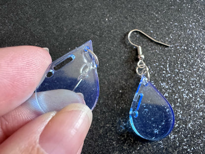 Rain Earrings: Laser Cut Acrylic Raindrops, Rain Drops, Drop, Tear, Stormy Weather, Raining, Rain Storm, Cold, Best Gifts for Her/Him/Them