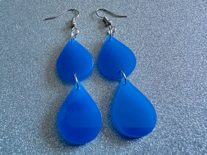 Rain Earrings: Laser Cut Acrylic Raindrops, Rain Drops, Drop, Tear, Stormy Weather, Raining, Rain Storm, Cold, Best Gifts for Her/Him/Them
