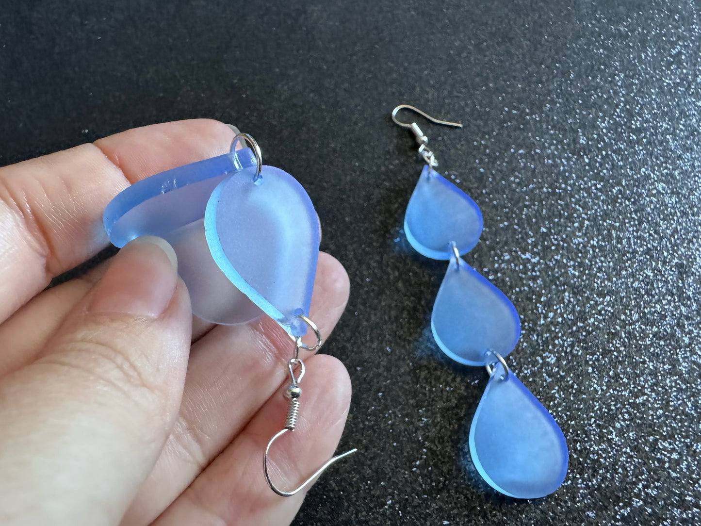 Rain Earrings: Laser Cut Acrylic Raindrops, Rain Drops, Drop, Tear, Stormy Weather, Raining, Rain Storm, Cold, Best Gifts for Her/Him/Them