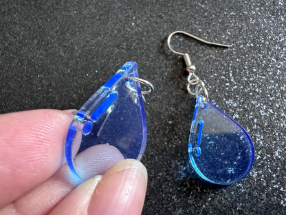 Rain Earrings: Laser Cut Acrylic Raindrops, Rain Drops, Drop, Tear, Stormy Weather, Raining, Rain Storm, Cold, Best Gifts for Her/Him/Them