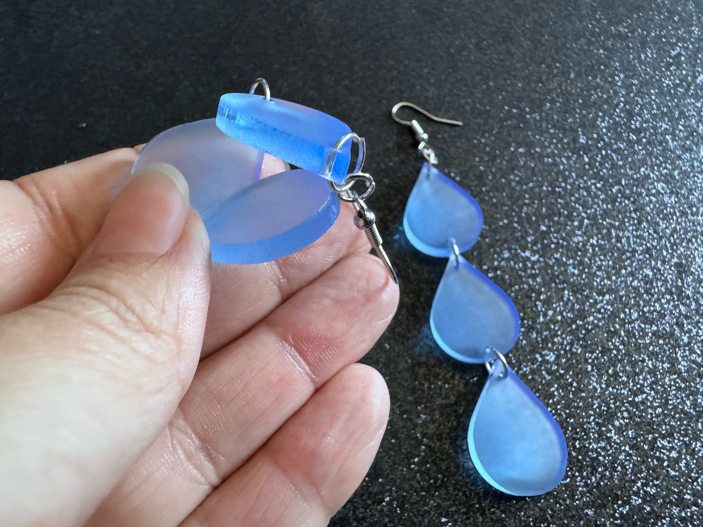 Rain Earrings: Laser Cut Acrylic Raindrops, Rain Drops, Drop, Tear, Stormy Weather, Raining, Rain Storm, Cold, Best Gifts for Her/Him/Them