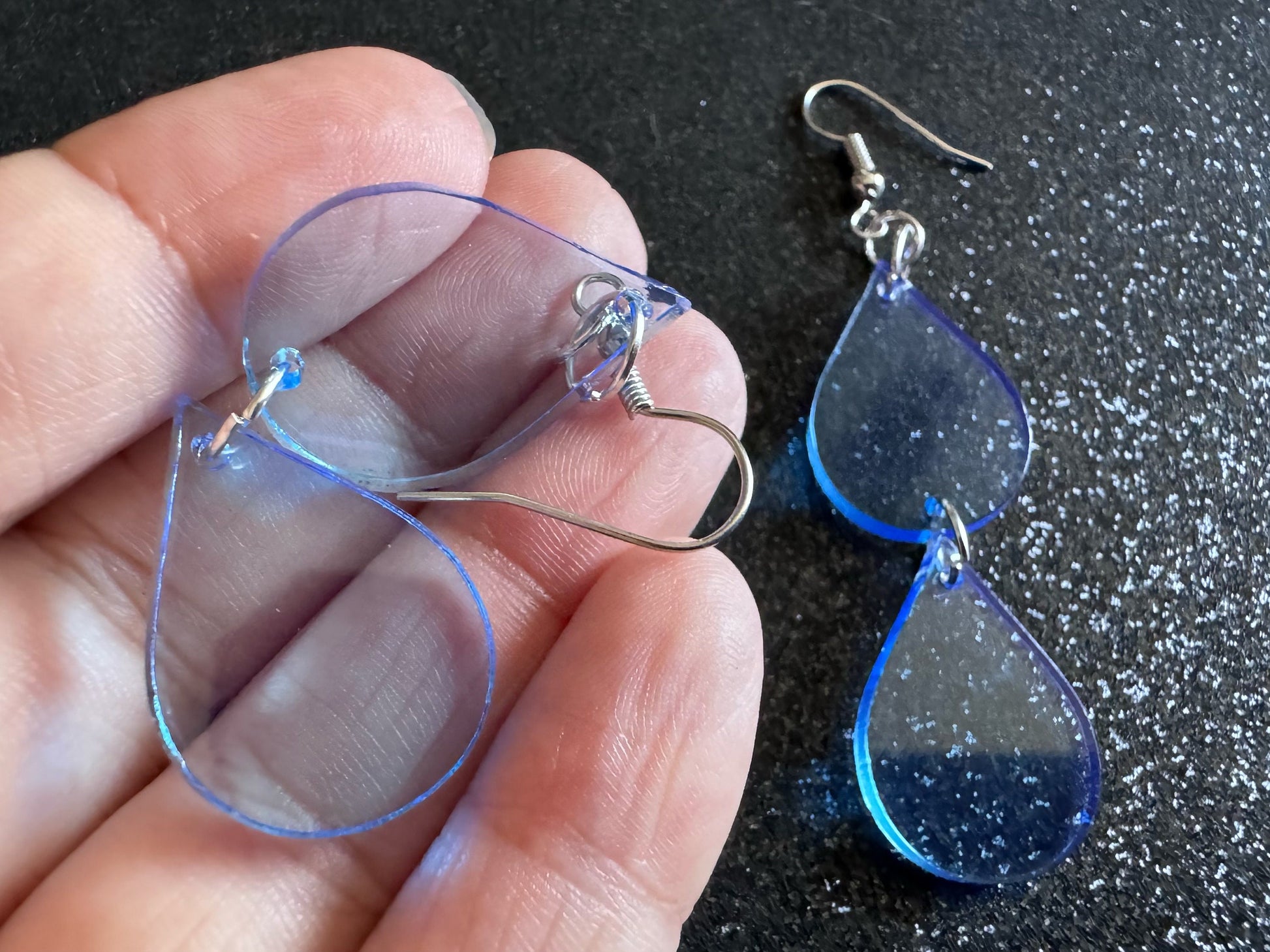 Rain Earrings: Laser Cut Acrylic Raindrops, Rain Drops, Drop, Tear, Stormy Weather, Raining, Rain Storm, Cold, Best Gifts for Her/Him/Them