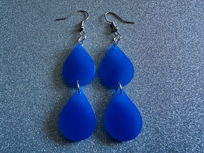 Rain Earrings: Laser Cut Acrylic Raindrops, Rain Drops, Drop, Tear, Stormy Weather, Raining, Rain Storm, Cold, Best Gifts for Her/Him/Them