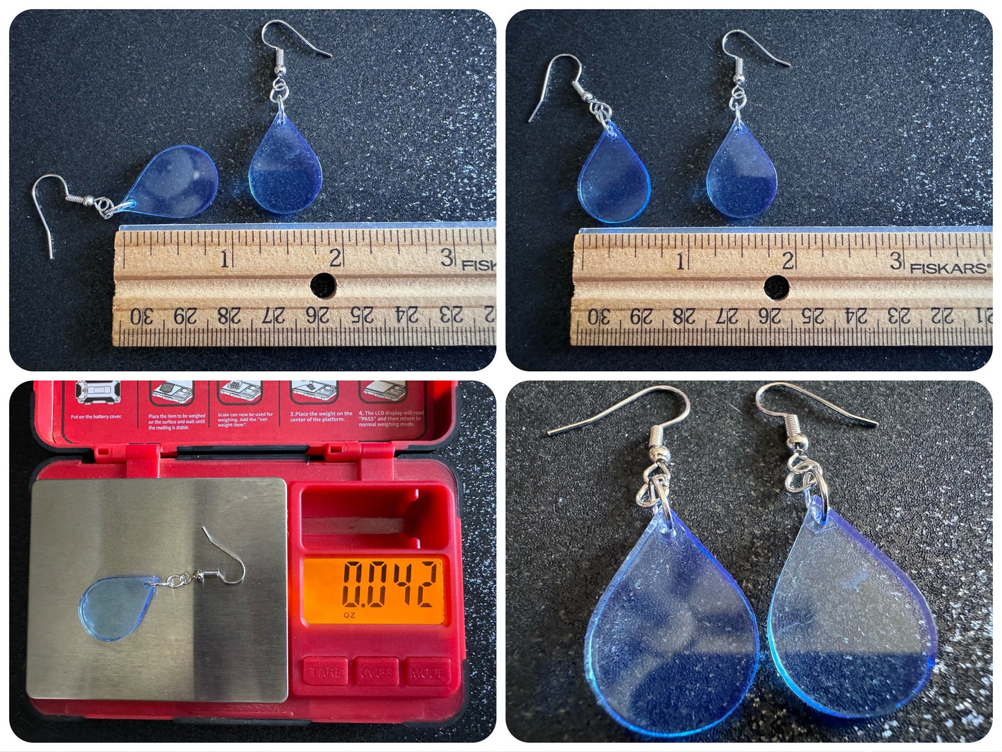 Rain Earrings: Laser Cut Acrylic Raindrops, Rain Drops, Drop, Tear, Stormy Weather, Raining, Rain Storm, Cold, Best Gifts for Her/Him/Them