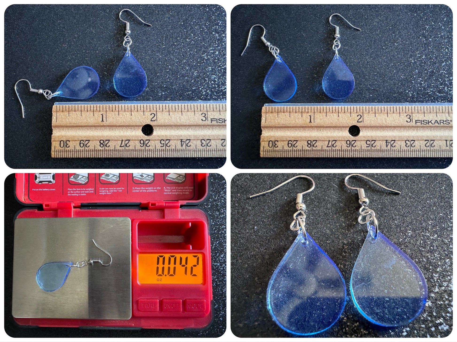 Rain Earrings: Laser Cut Acrylic Raindrops, Rain Drops, Drop, Tear, Stormy Weather, Raining, Rain Storm, Cold, Best Gifts for Her/Him/Them