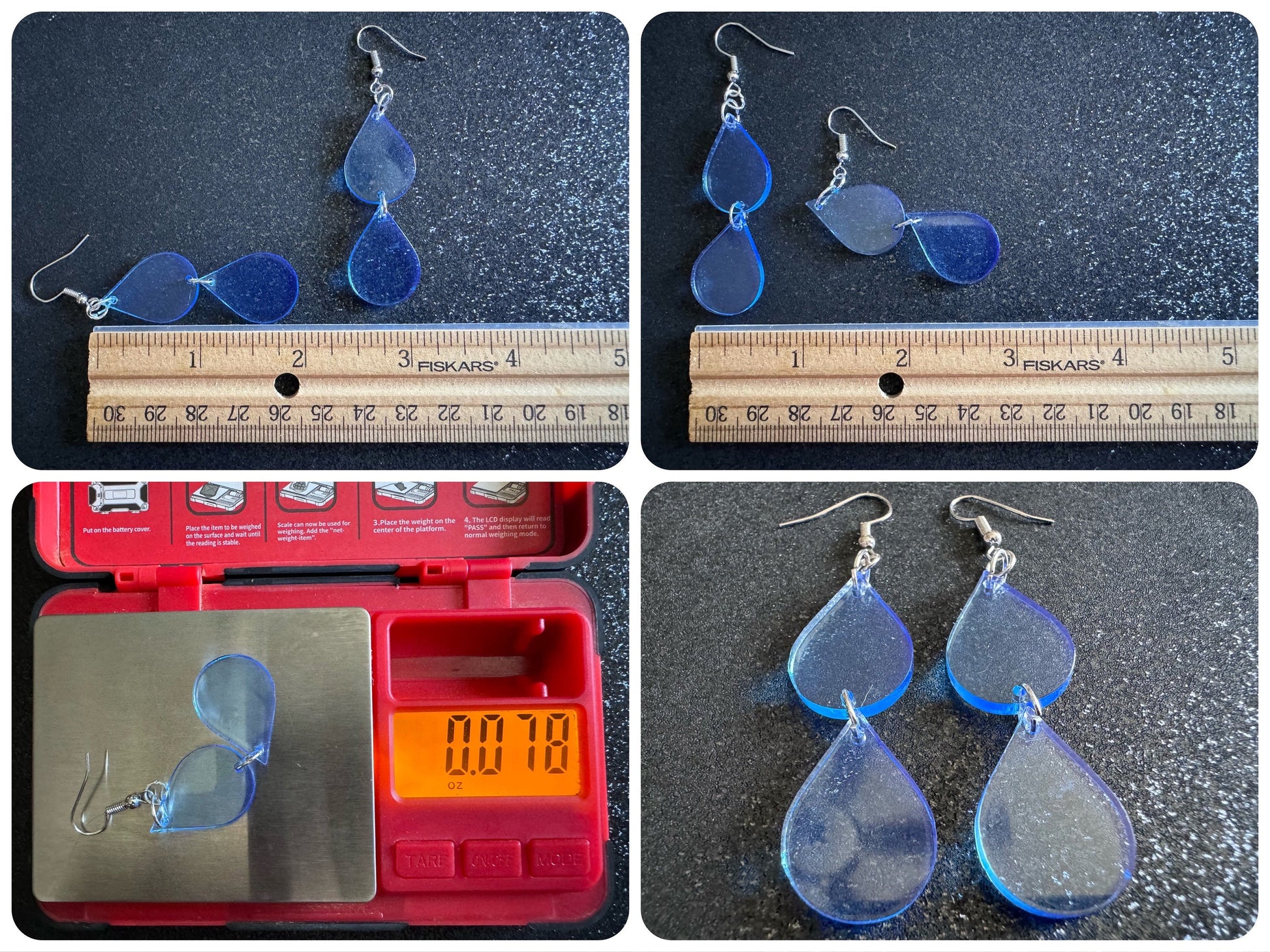 Rain Earrings: Laser Cut Acrylic Raindrops, Rain Drops, Drop, Tear, Stormy Weather, Raining, Rain Storm, Cold, Best Gifts for Her/Him/Them