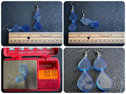 Rain Earrings: Laser Cut Acrylic Raindrops, Rain Drops, Drop, Tear, Stormy Weather, Raining, Rain Storm, Cold, Best Gifts for Her/Him/Them