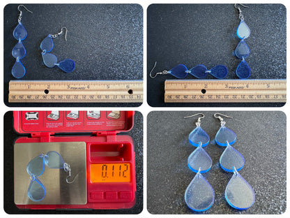Rain Earrings: Laser Cut Acrylic Raindrops, Rain Drops, Drop, Tear, Stormy Weather, Raining, Rain Storm, Cold, Best Gifts for Her/Him/Them