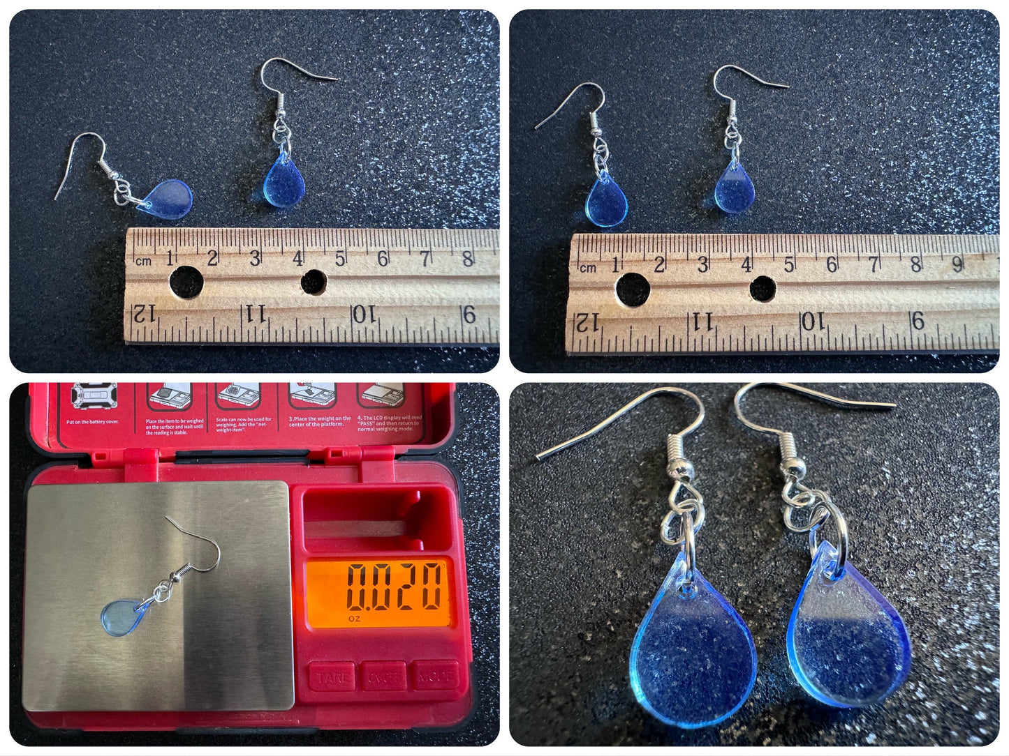 Rain Earrings: Laser Cut Acrylic Raindrops, Rain Drops, Drop, Tear, Stormy Weather, Raining, Rain Storm, Cold, Best Gifts for Her/Him/Them