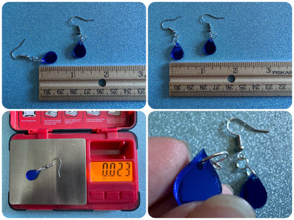 Rain Earrings: Laser Cut Acrylic Raindrops, Rain Drops, Drop, Tear, Stormy Weather, Raining, Rain Storm, Cold, Best Gifts for Her/Him/Them