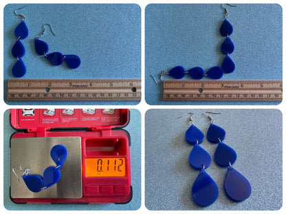 Rain Earrings: Laser Cut Acrylic Raindrops, Rain Drops, Drop, Tear, Stormy Weather, Raining, Rain Storm, Cold, Best Gifts for Her/Him/Them