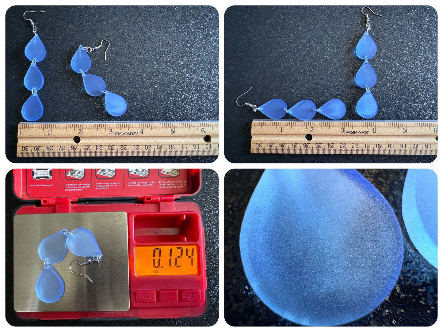 Rain Earrings: Laser Cut Acrylic Raindrops, Rain Drops, Drop, Tear, Stormy Weather, Raining, Rain Storm, Cold, Best Gifts for Her/Him/Them