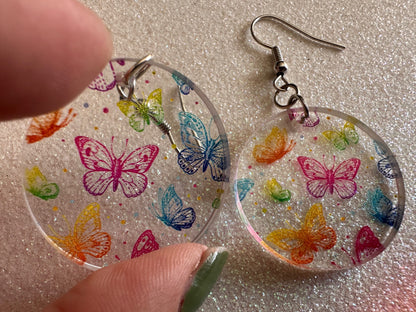 Rainbow Butterfly Earrings: Laser Cut Acrylic Butterflies, Summer, Monarch, Insects, Bugs, Insects, Colorful, Best Gifts for Her/Him/Them