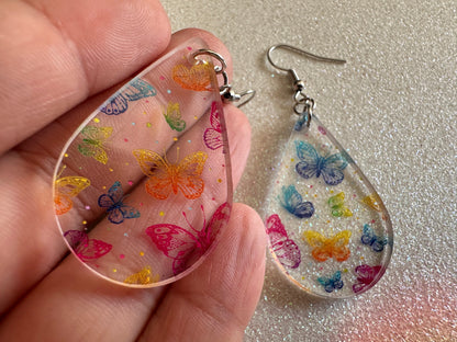 Rainbow Butterfly Earrings: Laser Cut Acrylic Butterflies, Summer, Monarch, Insects, Bugs, Insects, Colorful, Best Gifts for Her/Him/Them