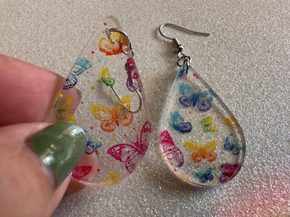 Rainbow Butterfly Earrings: Laser Cut Acrylic Butterflies, Summer, Monarch, Insects, Bugs, Insects, Colorful, Best Gifts for Her/Him/Them