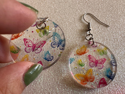 Rainbow Butterfly Earrings: Laser Cut Acrylic Butterflies, Summer, Monarch, Insects, Bugs, Insects, Colorful, Best Gifts for Her/Him/Them