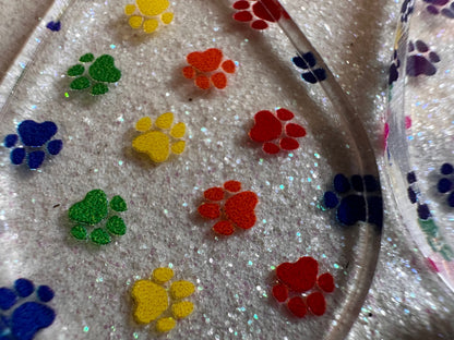 Rainbow Dog Paw Earrings: Laser Cut Acrylic Paw Prints, Dogs, Doggo, Dog Lover, Pet, Pets, Cat, Animal, Love, Best Gifts for Her/Him/Them