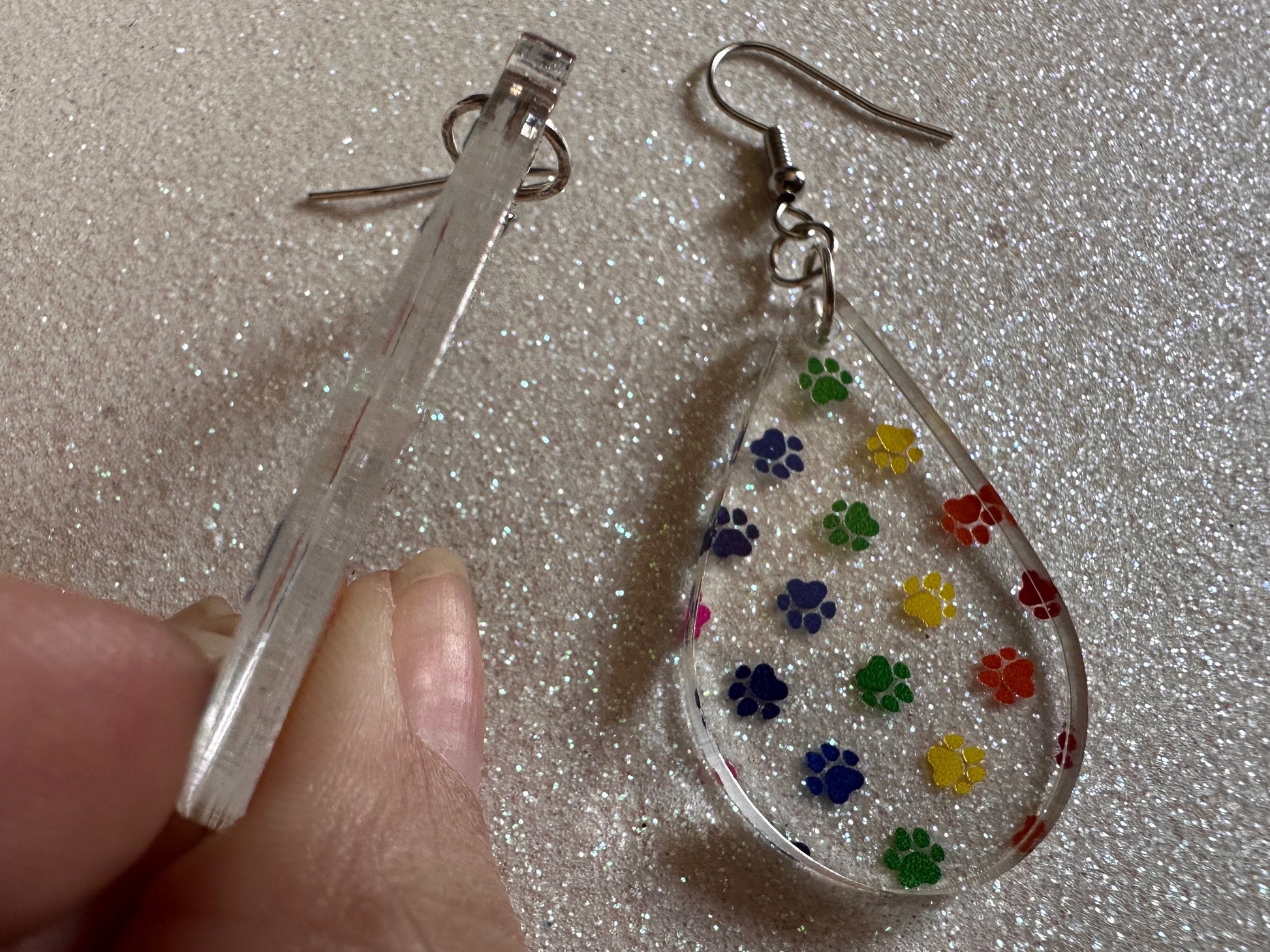 Rainbow Dog Paw Earrings: Laser Cut Acrylic Paw Prints, Dogs, Doggo, Dog Lover, Pet, Pets, Cat, Animal, Love, Best Gifts for Her/Him/Them
