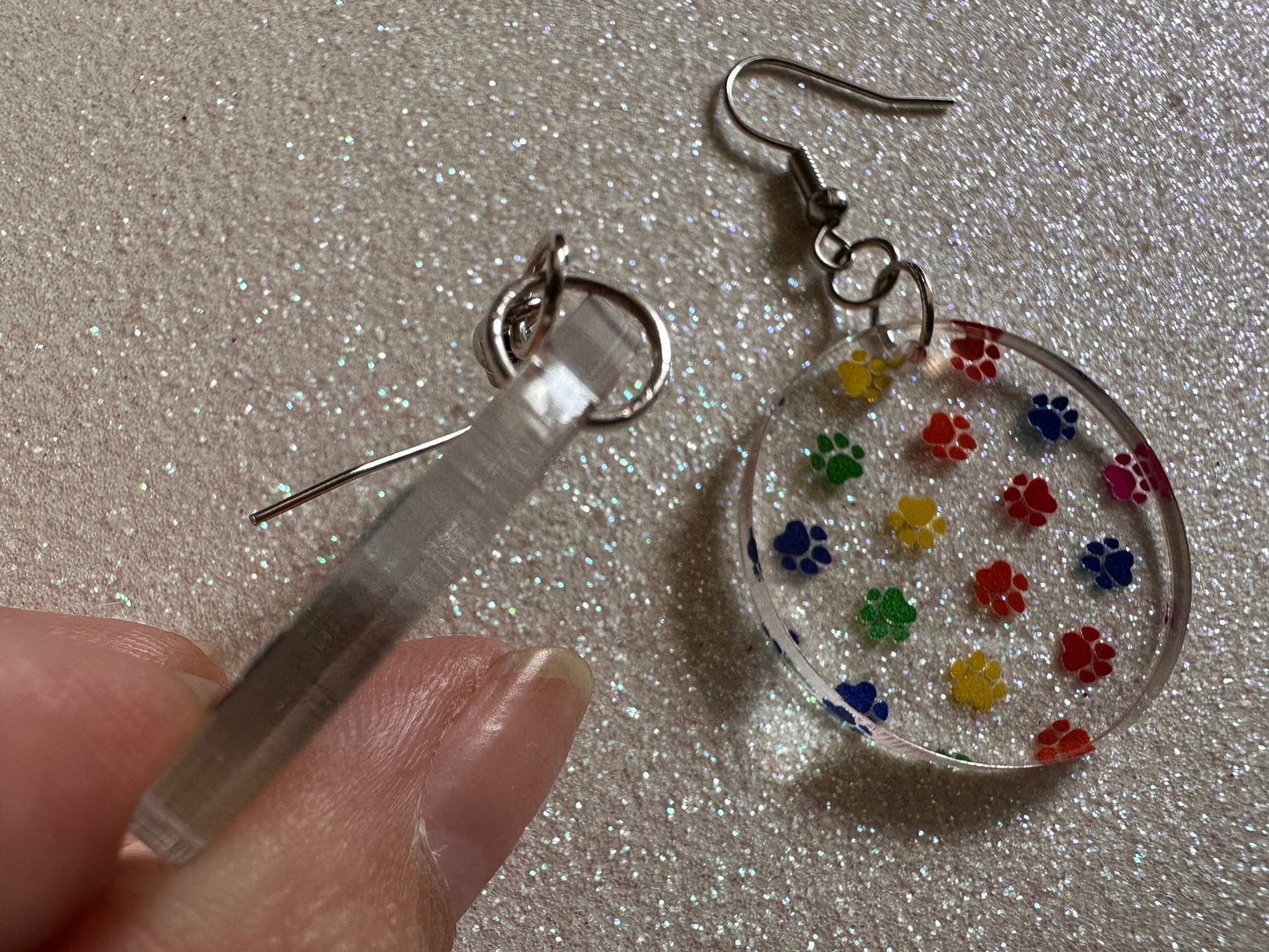 Rainbow Dog Paw Earrings: Laser Cut Acrylic Paw Prints, Dogs, Doggo, Dog Lover, Pet, Pets, Cat, Animal, Love, Best Gifts for Her/Him/Them